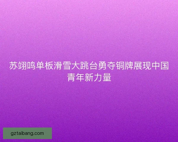 苏翊鸣单板滑雪大跳台勇夺铜牌展现中国青年新力量
